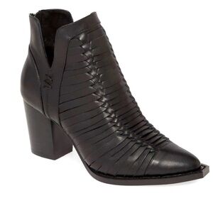 Anthropologie Leanah Woven Heeled Booties Black 37